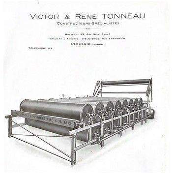 Affiche publicitaire vintage de machine textile fabriquée par la société Tonneau